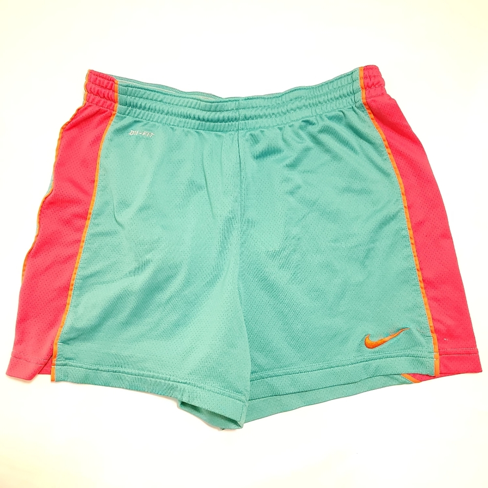 Nike Dri Fit 80s Theme Teal Pink & Orange Mesh Shorts Sz Small